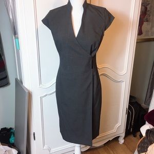 Calvin Klein Charcoal Gray V-neck Wrap Dress